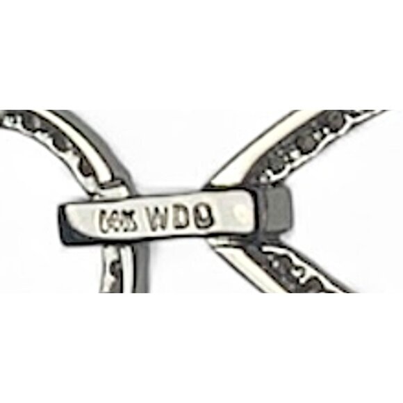 14K White Gold Diamond Drop Necklace With Teardrop Pendant & Chain 18" - Picture 8 of 11